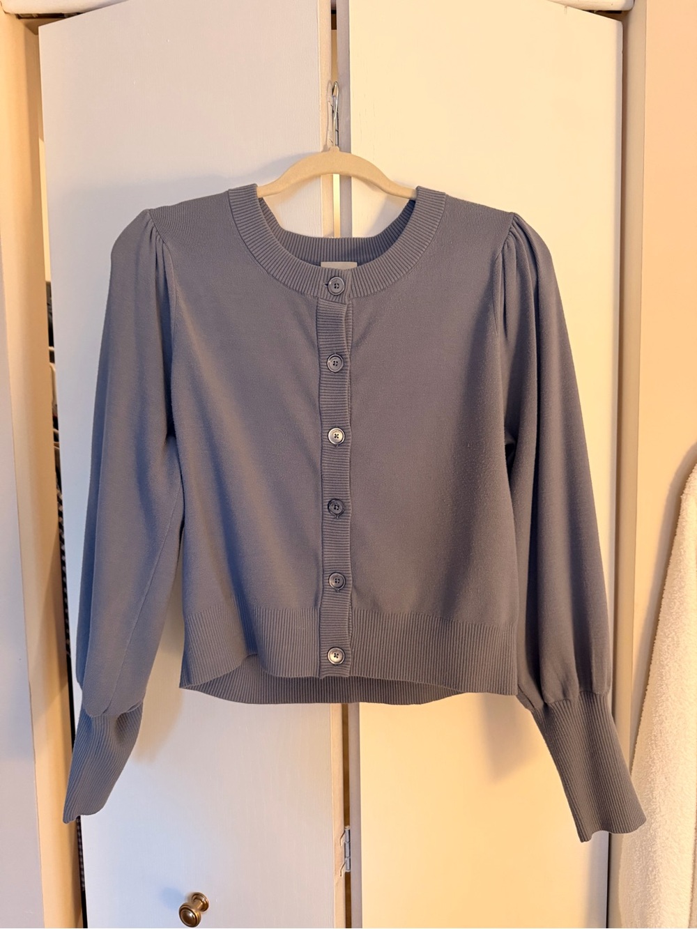 Wilfred Slate Blue Button-Front Knit Top